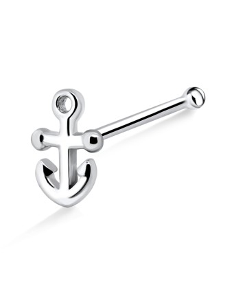 Anchor Shaped Silver Bone Nose Stud NSKD-1033